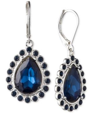 Nine West Silver-tone & Blue Stone Teardrop Earrings