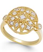 White Sapphire (1/4 Ct. T.w.) Filigree Ring In 14k Gold