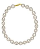 Majorica 18k Gold Over Sterling Silver Necklace, Organic Man-made White Baroque Pearl