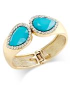 Thalia Sodi Gold-tone Blue Stone And Pave Hinged Bangle Bracelet, Only At Macy's