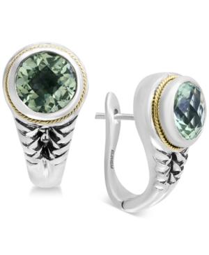 Final Call By Effy Green Amethyst Drop Earrings (3-1/3 Ct. T.w.) In Sterling Silver & 18k Gold