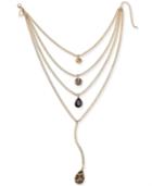 Thalia Sodi Gold-tone Multi-layer Stone & Leopard Pave 16-1/2 Statement Necklace, Created For Macy's