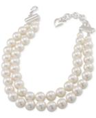 Carolee Silver-tone Imitation Pearl Adjustable Collar Necklace