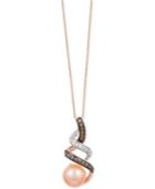 Le Vian Chocolatier Freshwater Pearl (8mm) And Diamond (1/5 Ct. T.w.) Pendant Necklace In 14k Gold And White Gold