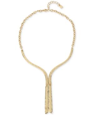 Robert Lee Morris Soho Gold-tone Hammered Sculptural Lariat Necklace