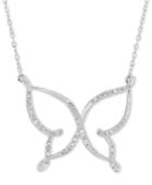 Diamond (1/10 Ct. T.w.) Butterfly Pendant Necklace In 10k White Gold
