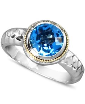 Balissima By Effy Blue Topaz Round Ring (2-1/3 Ct. T.w.) In Sterling Silver And 18k Gold