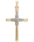 Diamond Accent Cross Pendant In 14k Gold & White Gold