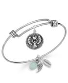 Unwritten Angel Charm And Amazonite (8mm) Bangle Bracelet In Stainless Steel