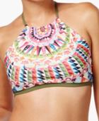 Bar Iii Cartwheels Printed Reversible High-neck Bikini Top, Only At Macy's Women's Swimsuit
