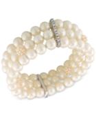 Carolee Silver-tone Imitation Pearl Three-row Stretch Bracelet