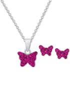 Children's Pink Crystal Butterfly Jewelry