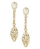 14k Gold Earrings, Diamond Cut Marquise Filigree Drop Earrings