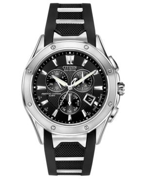 Citizen Men's Eco-drive Signature Octavia Perpetual Chronograph Stainless Steel And Black Polyurethane Strap Watch 42mm Bl5460-00e