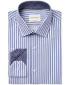 Con. Struct Men's Slim-fit Navy And White Striped Dress Shirt