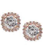 Giani Bernini Cubic Zirconia Halo Stud Earrings In 18k Rose Gold-plated Sterling Silver, Created For Macy's