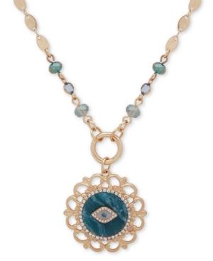 Lonna & Lilly Gold-tone Pave, Stone & Bead Evil Eye 2-in-1 18 Pendant Necklace