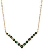 Emerald (7/8 Ct. T.w.) & Diamond Accent Chevron 17 Collar Necklace In 10k Gold