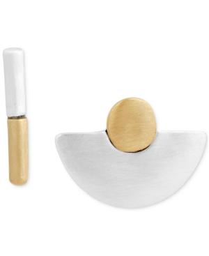 Lucky Brand Two-tone Fan & Bar Mismatch Stud Earrings