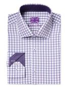 Michelsons Of London Men's Slim-fit Grid-pattern Dress Shirt