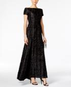 B Michael Rippled Off-the-shoulder Gown