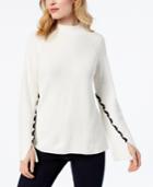 Style & Co Lace-up-sleeve Sweater, Created For Macy's