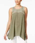 Style & Co. Embroidered Handkerchief-hem Top, Only At Macy's