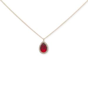 Givenchy Gold-tone Pave & Red Stone Pendant Necklace
