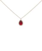 Givenchy Gold-tone Pave & Red Stone Pendant Necklace