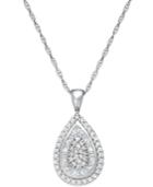 Wrapped In Love Diamond Teardrop Pendant Necklace In 14k White Gold (1/2 Ct. T.w.)