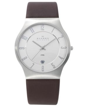 Skagen Watch, Men's Brown Leather Strap 37mm 233xxlsl