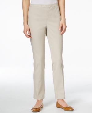 Karen Scott Petite Straight-leg Twill Pants, Only At Macy's