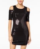 As U Wish Juniors' Sequined Cold-shoulder Bodycon Dress