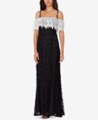 Tahari Asl Lace Off-the-shoulder Gown