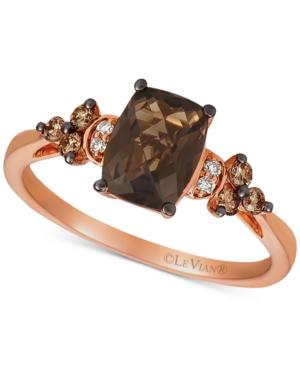 Le Vian Chocolate Quartz (1-1/4 Ct. T.w.) & Vanilla And Chocolate Diamond (1/6 Ct. T.w.) Ring In 14k Rose Gold