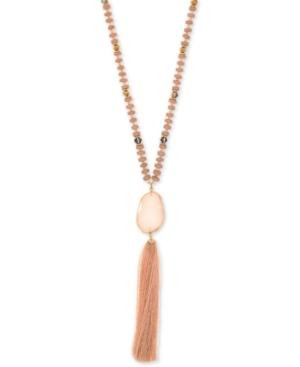 Lonna & Lilly Gold-tone Pink Stone & Tassel Beaded Pendant Necklace