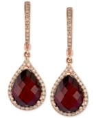 Gemma By Effy Garnet (8-1/3 Ct. T.w.) And Diamond (1/3 Ct. T.w.) Pear Drop Earrings In 14k Rose Gold