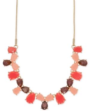 Nine West Gold-tone Pink Stone Statement Necklace