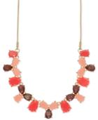 Nine West Gold-tone Pink Stone Statement Necklace