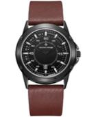 Mens Norse Quartz Metal And Genuine Leather Strap Watch