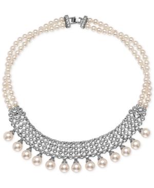 Nina Silver-tone Crystal And Imitation Pearl Statement Necklace