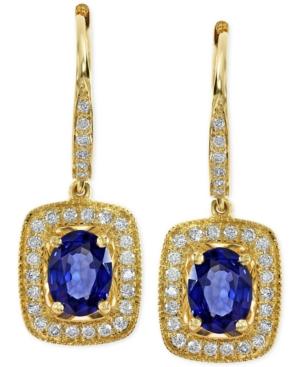 Effy Sapphire (1-7/8 Ct. T.w.) And Diamond (1/3 Ct. T.w.) Drop Earrings In 14k Gold
