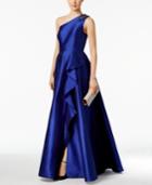 Adrianna Papell Draped One-shoulder Faille Gown