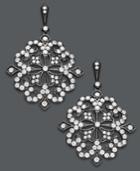Deco By Effy Diamond And Black Rhodium Diamond Flower Earrings (1-5/8 Ct. T.w.) In 14k White Gold