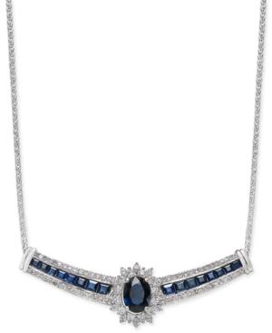 Sapphire (3-1/10 Ct. T.w.) And Diamond (3/4 Ct. T.w.) Necklace In 14k White Gold