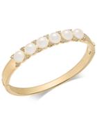 Charter Club Gold-tone Pave & Imitation Pearl Hinged Bangle Bracelet, Created For Macy's