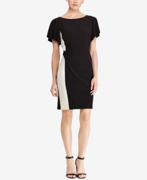 American Living Colorblocked Flutter-sleeve Sheath Dress