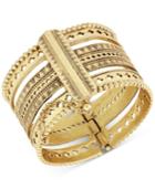 Lucky Brand Gold-tone Openwork Hinged Cuff Bracelet