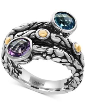 Effy Blue Topaz (1-1/3 Ct. T.w.) And Amethyst (5/8 Ct. T.w.) Wrap Ring In Sterling Silver And 18k Gold