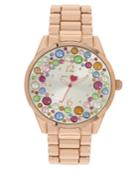 Betsey Johnson Multi-colored Stone Dial Bracelet Watch